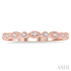 1/10 ctw Marquise & Circular Mount Round Cut Diamond Stackable Band in 14K Rose Gold