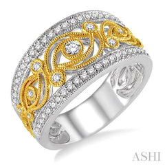 1/2 ctw Round Cut Diamond Fashion Band in 14K White and Yellow Gold