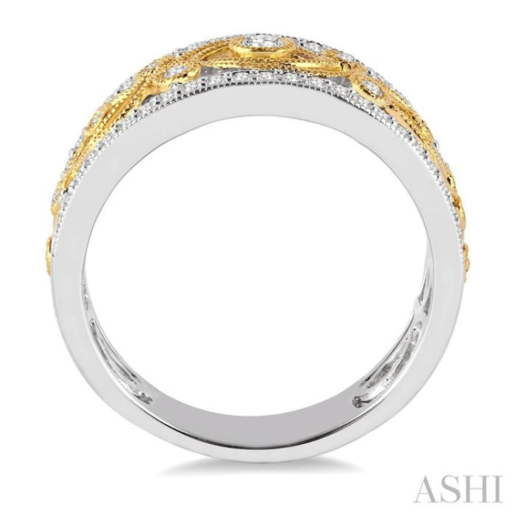 1/2 ctw Round Cut Diamond Fashion Band in 14K White and Yellow Gold