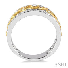 1/2 ctw Round Cut Diamond Fashion Band in 14K White and Yellow Gold
