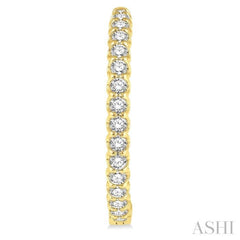 1 1/2 ctw Inside-Out Round Cut Diamond Hoop Earrings in 14K Yellow Gold