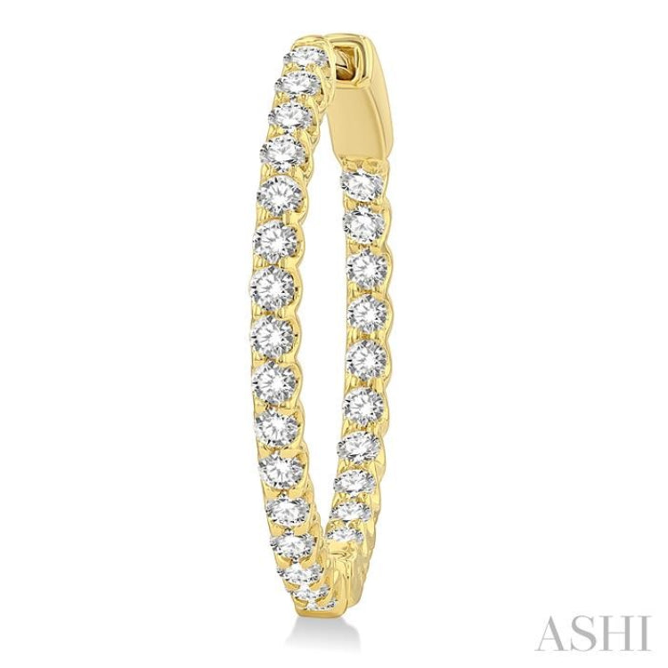 1 1/2 ctw Inside-Out Round Cut Diamond Hoop Earrings in 14K Yellow Gold