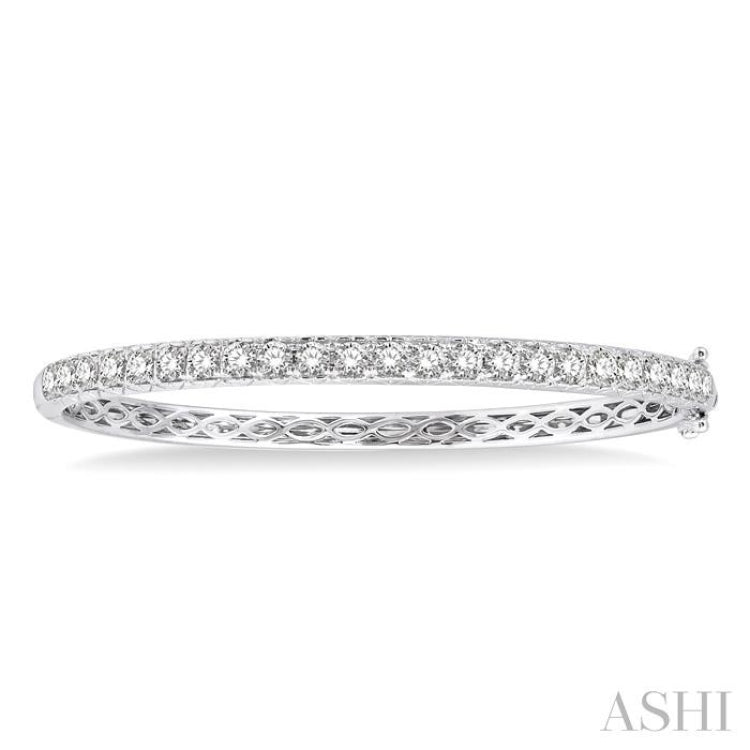 3 ctw Round Cut Diamond Bangle in 14K White Gold