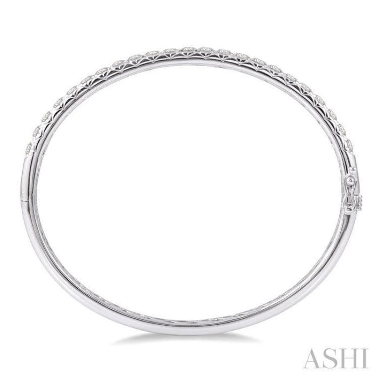 3 ctw Round Cut Diamond Bangle in 14K White Gold