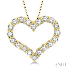 1 ctw Heart Shape Round Cut Diamond Pendant With Chain in 14K Yellow Gold