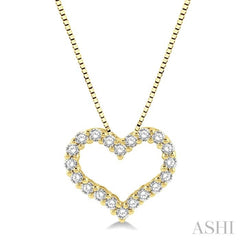 1/2 ctw Heart Shape Round Cut Diamond Pendant With Chain in 14K Yellow Gold