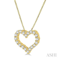 1/2 ctw Heart Shape Round Cut Diamond Pendant With Chain in 14K Yellow Gold