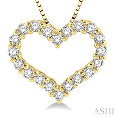 1/2 ctw Heart Shape Round Cut Diamond Pendant With Chain in 14K Yellow Gold