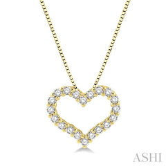 1/4 ctw Heart Shape Round Cut Diamond Pendant With Chain in 14K Yellow Gold