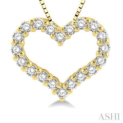 1/4 ctw Heart Shape Round Cut Diamond Pendant With Chain in 14K Yellow Gold