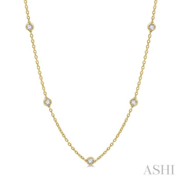 1 ctw Round Cut Diamond Fashion Necklace in 14K Yellow Gold