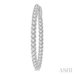 2 ctw Inside-Out Round Cut Diamond Oval Shape Hoop Earrings in 14K White Gold