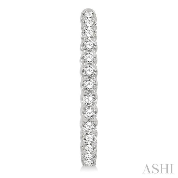 4 ctw Inside-Out Round Cut Diamond Oval Shape Hoop Earrings in 14K White Gold