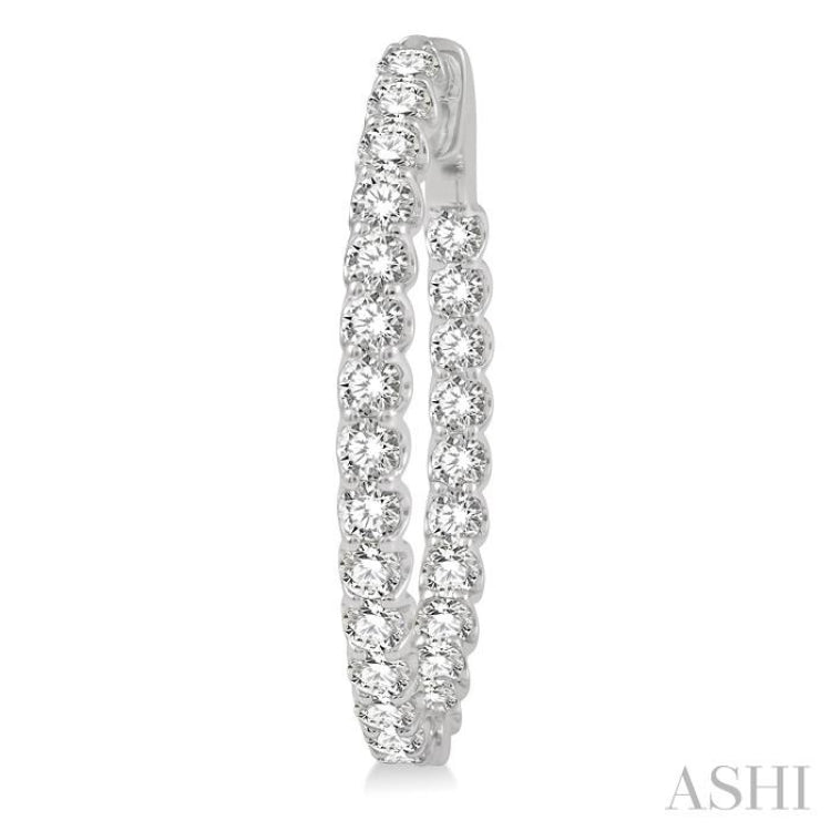 4 ctw Inside-Out Round Cut Diamond Oval Shape Hoop Earrings in 14K White Gold