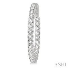 4 ctw Inside-Out Round Cut Diamond Oval Shape Hoop Earrings in 14K White Gold