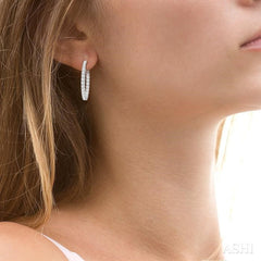 4 ctw Inside-Out Round Cut Diamond Oval Shape Hoop Earrings in 14K White Gold