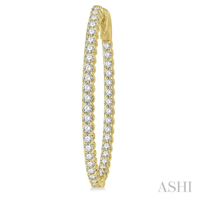 1 1/2 ctw Inside-Out Round Cut Diamond Oval Shape Hoop Earrings in 14K Yellow Gold
