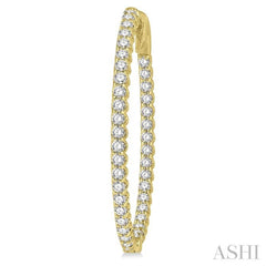 1 1/2 ctw Inside-Out Round Cut Diamond Oval Shape Hoop Earrings in 14K Yellow Gold