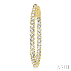 2 ctw Inside-Out Round Cut Diamond Oval Shape Hoop Earrings in 14K Yellow Gold