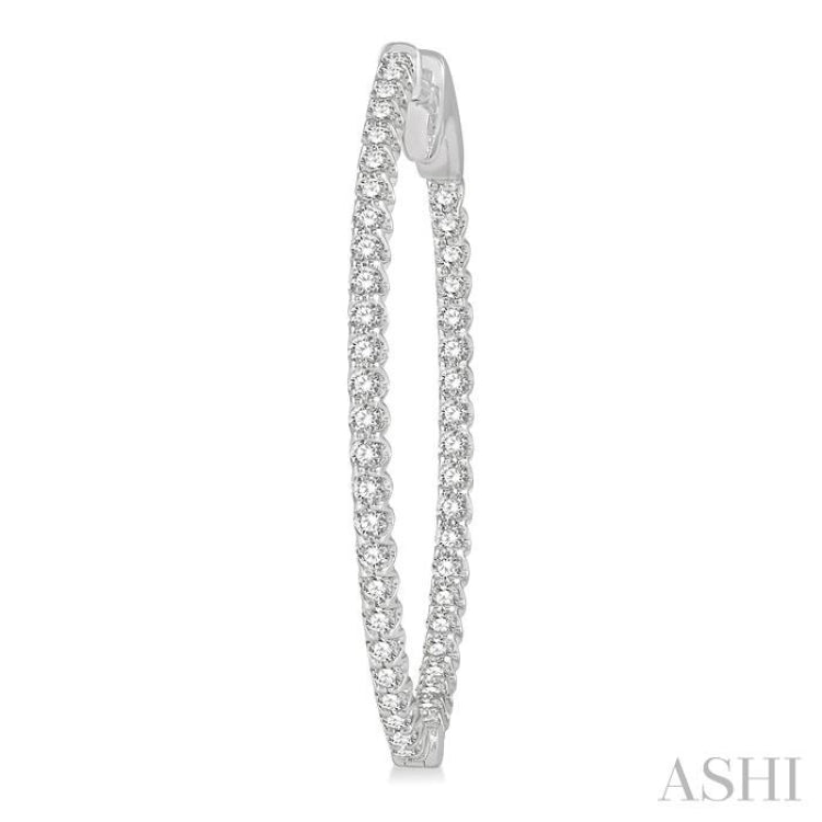 1 ctw Inside-Out Round Cut Diamond Oval Shape Hoop Earrings in 14K White Gold