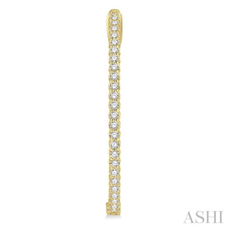 1 ctw Inside-Out Round Cut Diamond Oval Shape Hoop Earrings in 14K Yellow Gold