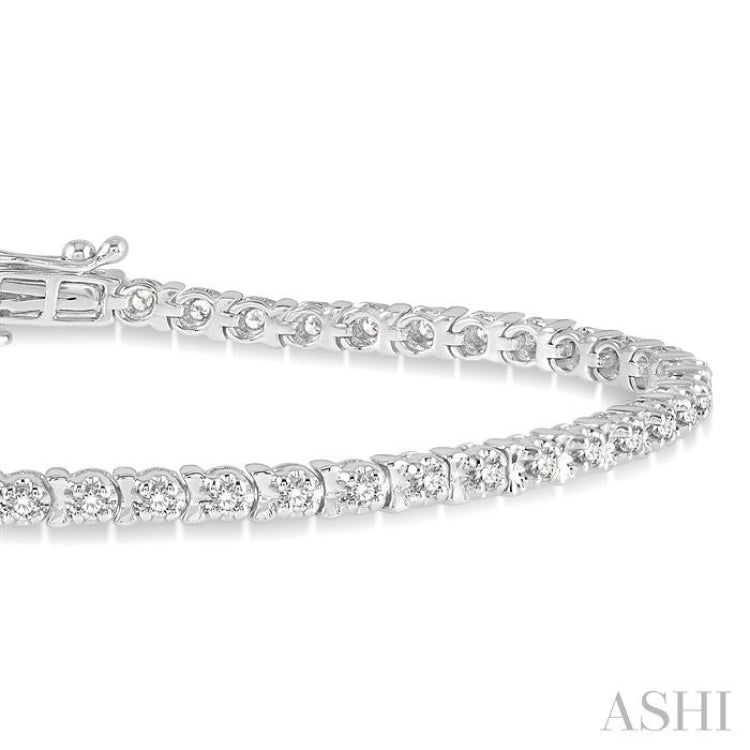 1 ctw Round Cut Diamond Tennis Tulip Bracelet in 14K White Gold
