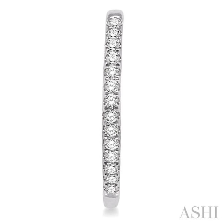 1/4 ctw Round Cut Diamond Hoop Earrings in 10K White Gold