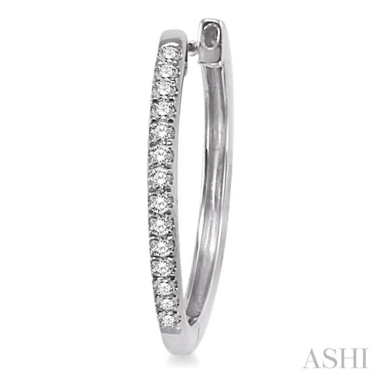 1/4 ctw Round Cut Diamond Hoop Earrings in 10K White Gold