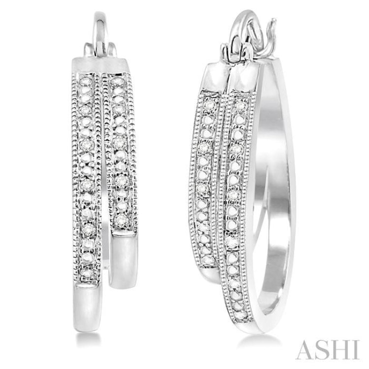 1/10 ctw Single Cut Diamond Double Row Earrings in Sterling Silver