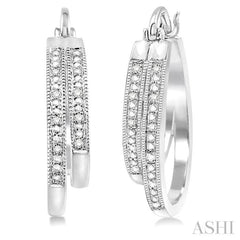 1/10 ctw Single Cut Diamond Double Row Earrings in Sterling Silver