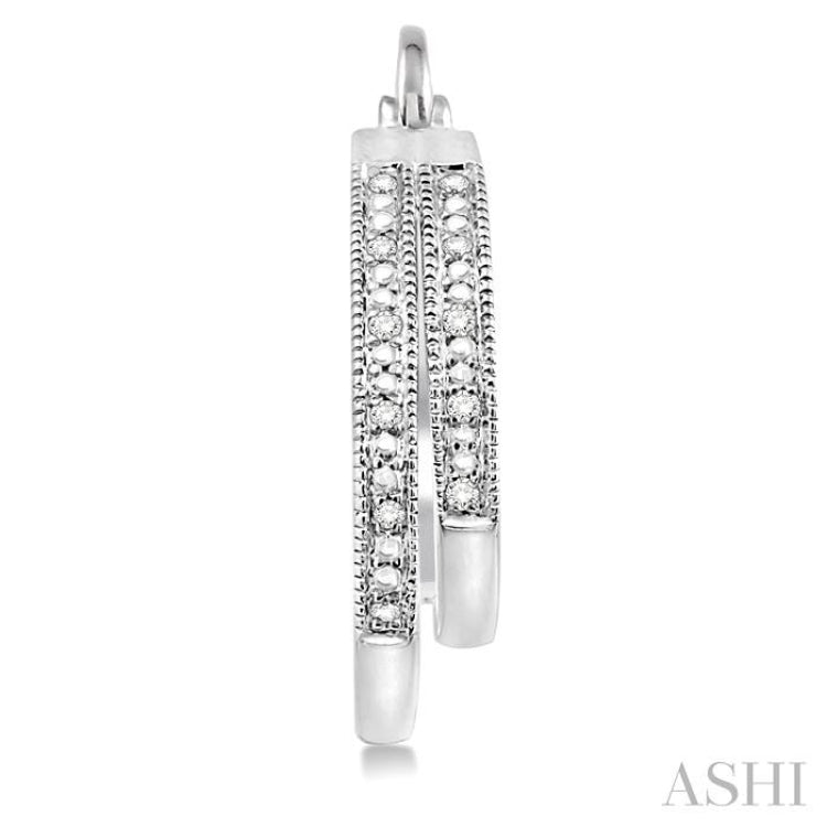 1/10 ctw Single Cut Diamond Double Row Earrings in Sterling Silver