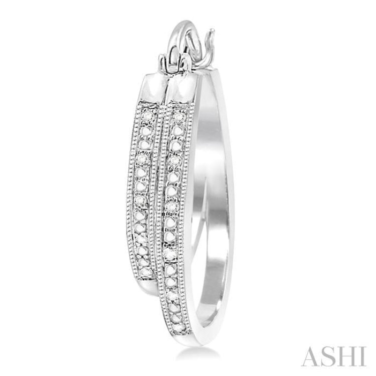 1/10 ctw Single Cut Diamond Double Row Earrings in Sterling Silver