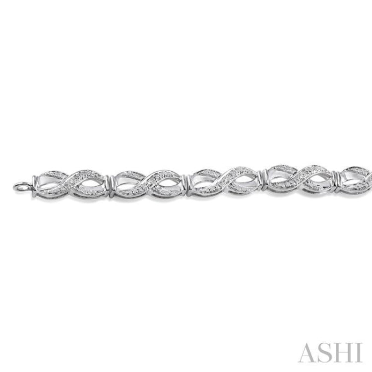 1/20 ctw Swirl Shape Single Cut Diamond Bracelet in Sterling Silver