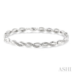 1/6 ctw 'FIG 8' Shape Single Cut Diamond Bracelet in Sterling Silver