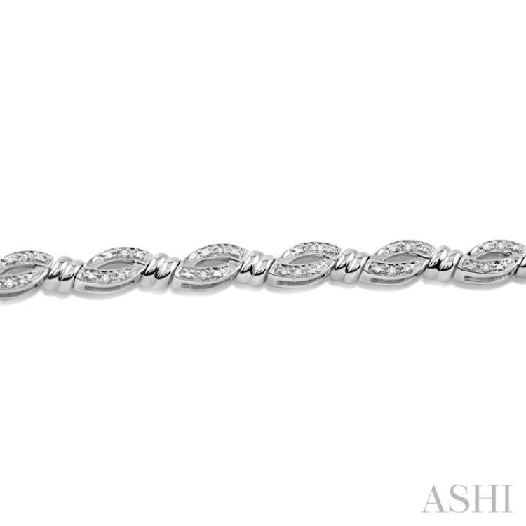 1/6 ctw Knot Shape Single Cut Diamond Bracelet in Sterling Silver