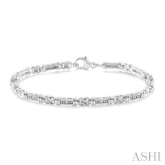 1/10 ctw Knot Shape Single Cut Diamond Link Bracelet in Sterling Silver