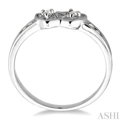 1/10 ctw Round Cut Diamond Twin Heart Ring in Sterling Silver