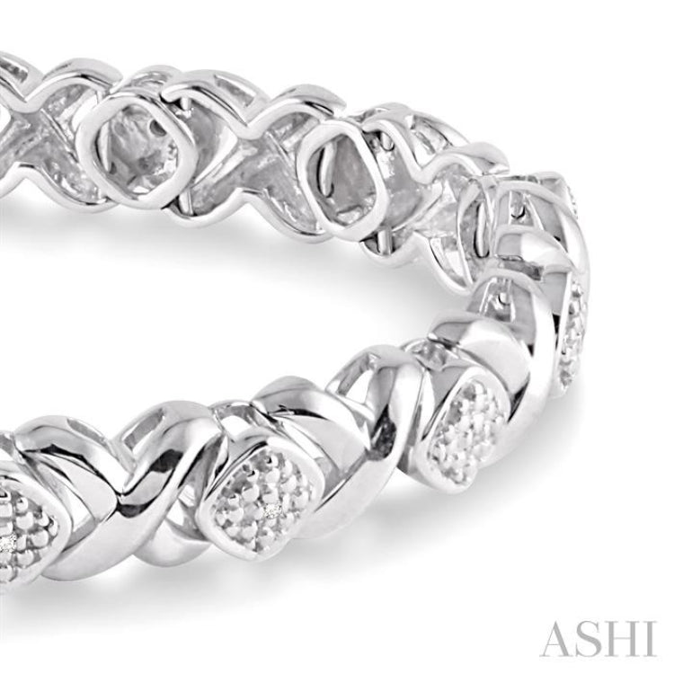 1/10 ctw 'X' and SQ Single Cut Diamond Bracelet in Sterling Silver