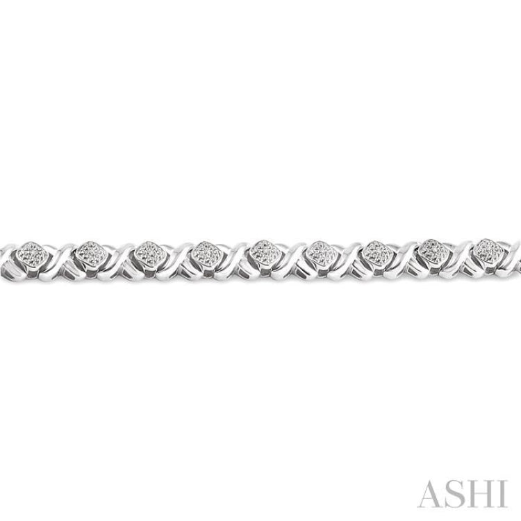 1/10 ctw 'X' and SQ Single Cut Diamond Bracelet in Sterling Silver