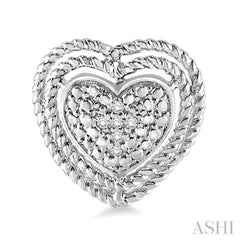 1/20 ctw Single Cut Diamond Heart Earrings in Sterling Silver