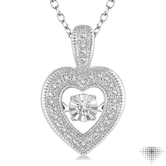 1/20 ctw Heart Shape Diamond Emotion Pendant in Sterling Silver with Chain