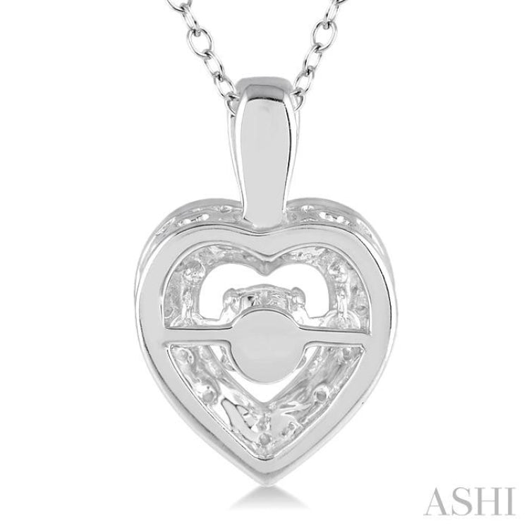 1/20 ctw Heart Shape Diamond Emotion Pendant in Sterling Silver with Chain