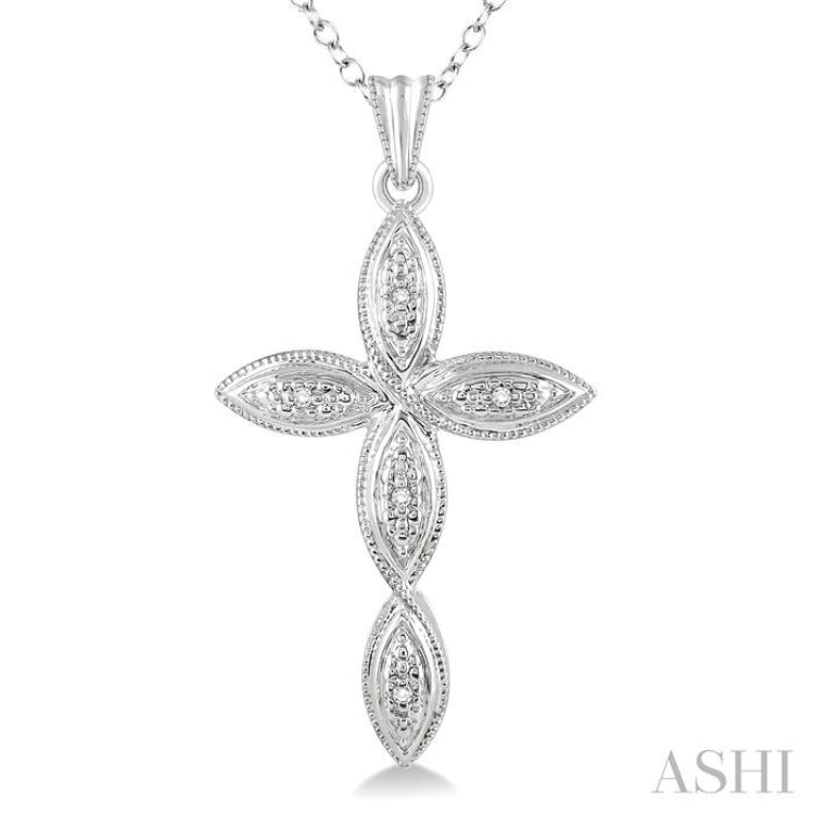 1/50 ctw Round Cut Diamond Infinity Cross Pendant in Sterling Silver with Chain