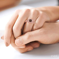 1/3 ctw Round Cut White and Champagne Brown Diamond Ring in 10K Rose Gold