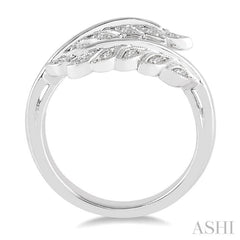 1/10 ctw Round Cut Diamond Leaf Ring in Sterling Silver