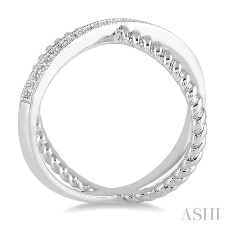 1/20 ctw Round Cut Diamond 'X' Ring in Sterling Silver