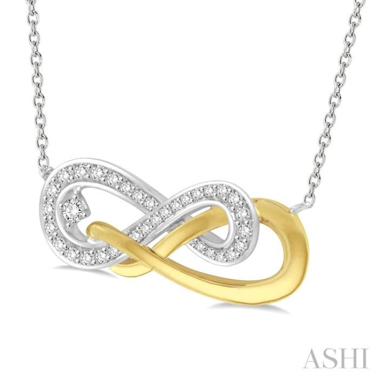 1/5 ctw Round Cut Diamond Infinity Necklace in 14K White and Yellow Gold