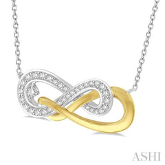 1/5 ctw Round Cut Diamond Infinity Necklace in 14K White and Yellow Gold