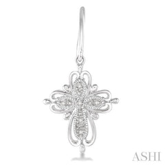 1/20 ctw Round Cut Diamond Cross Earrings in Sterling Silver