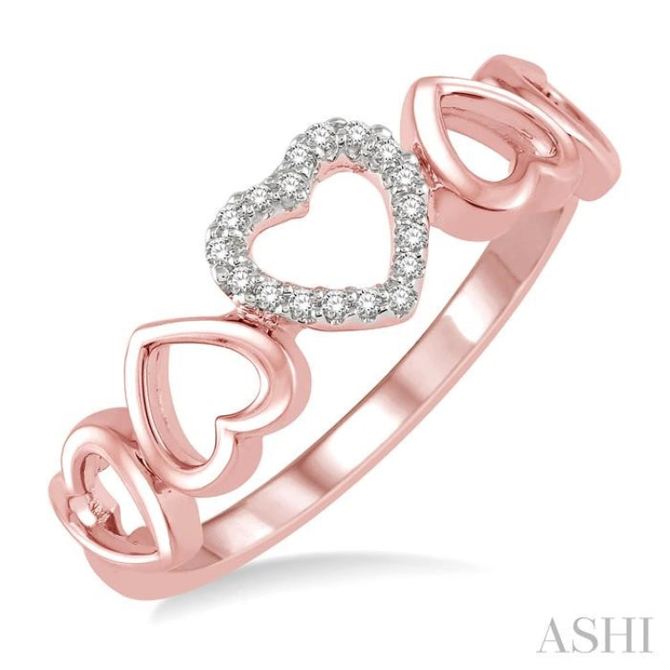 1/20 ctw Hearty Affair Round Cut Diamond Ladies Ring in 10K Rose Gold